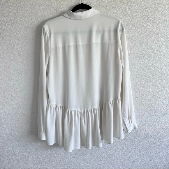 Tibi Savanna Crepe Long Sleeve Peplum Top - Picture 11 of 14
